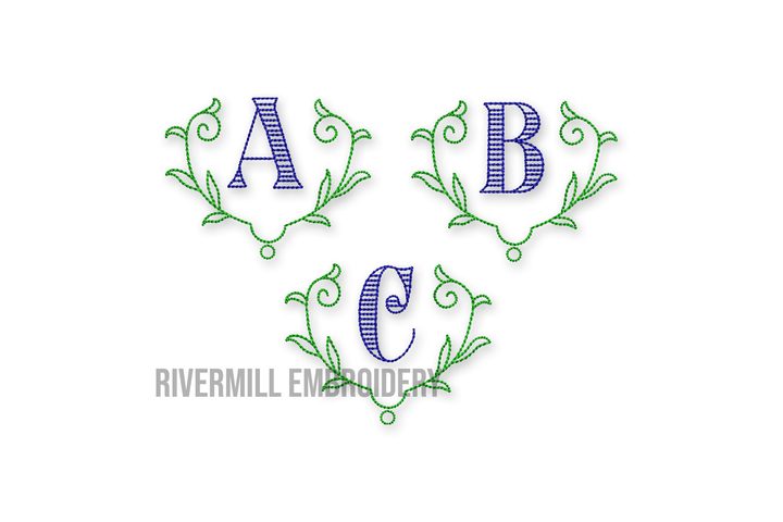 2" Aston Monogram Embroidery Font