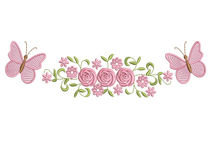Butterfly Floral Border Embroidery