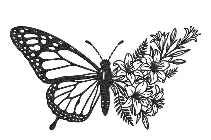 Butterfly Floral Embroidery Design