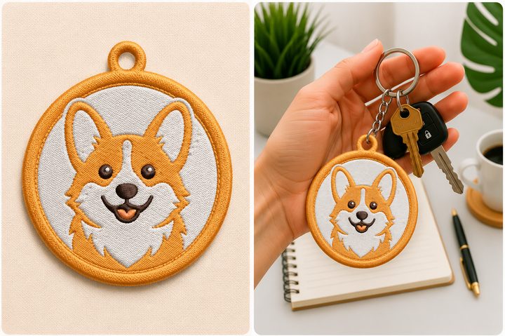 Corgi Keychain Embroidery