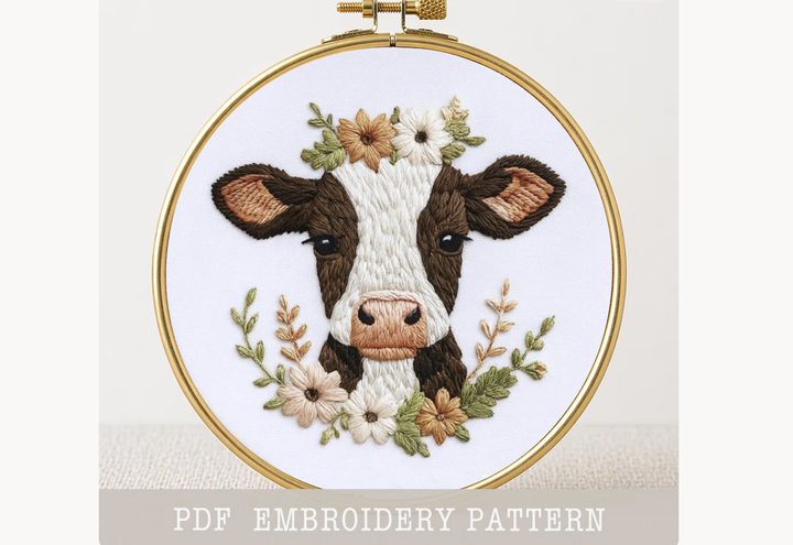 Cow Hand Embroidery Pattern