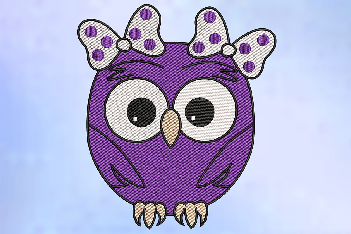 Cute Bow Owl Embroidery Design · Creative Fabrica