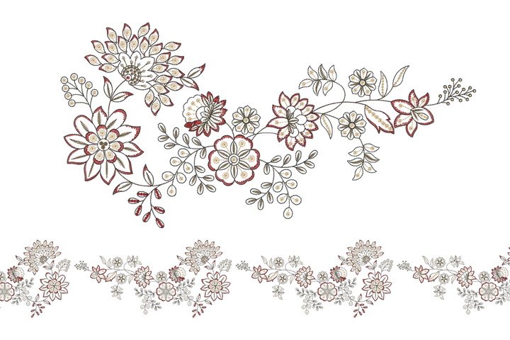 Elegant Floral Border Embroidery Design