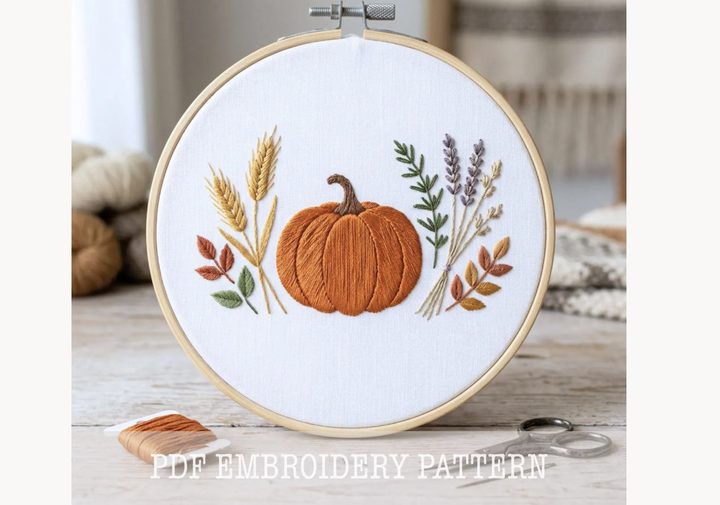 Fall Pumpkin Hand Embroidery Pattern