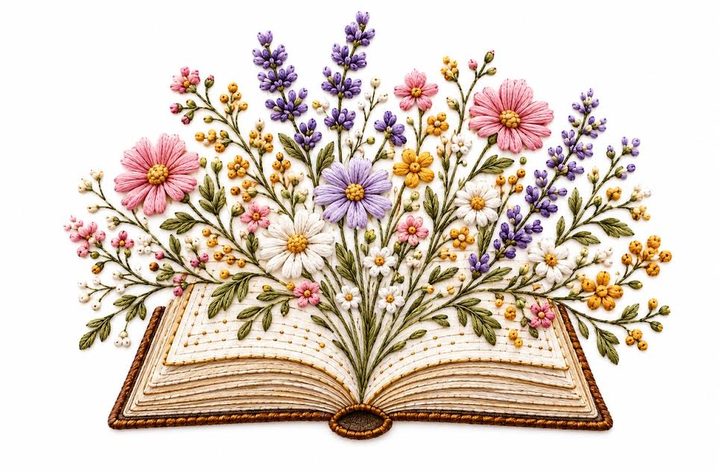 Floral Book Hand Embroidery Pattern