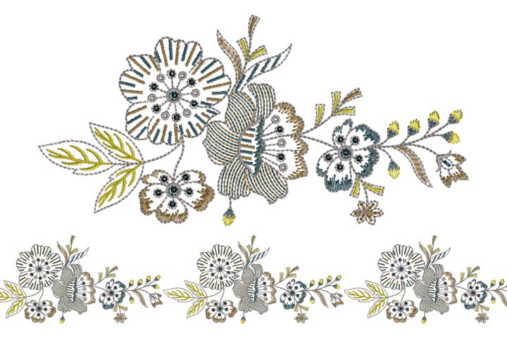 Floral Embroidery Border Design
