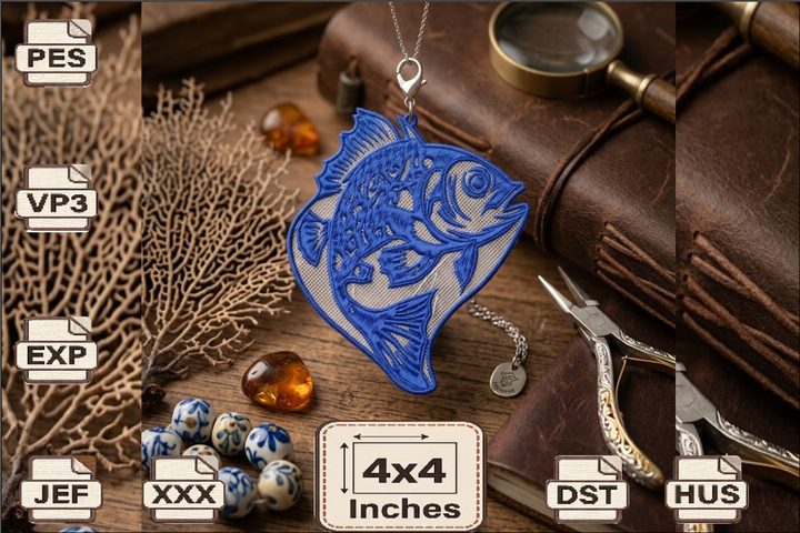 FSL Fish Ornament Embroidery Design