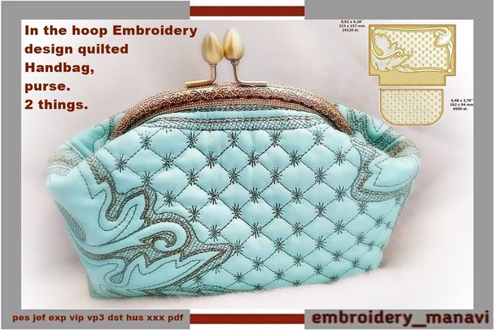 In the Hoop Embroidery Quilt Bag Purse