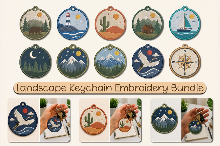 Landscape Keychain Embroidery Bundle