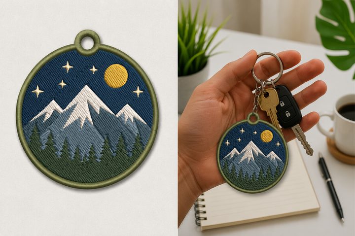Mountain Keychain Embroidery
