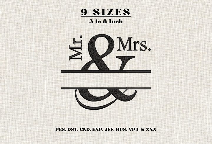 Mr and Mrs Split Monogram Embroidery DST