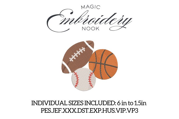 Multi Sports Ball Embroidery Design