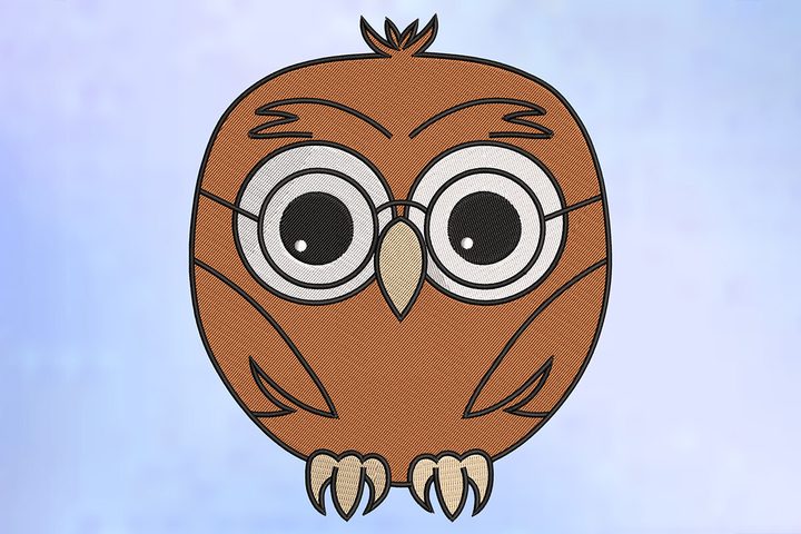 Nerdy Owl Embroidery Design