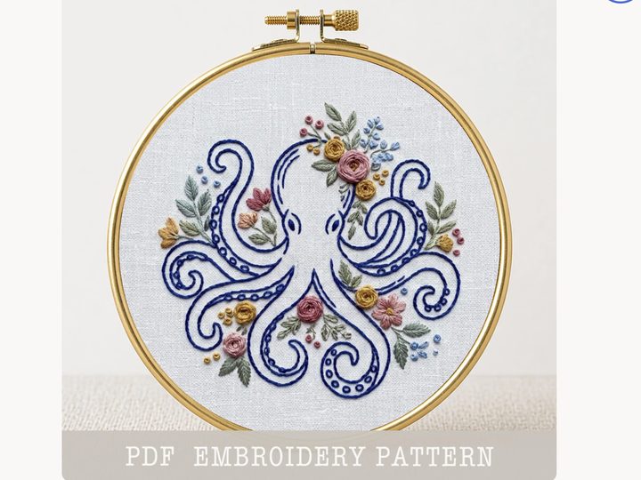 Octopus Hand Embroidery Pattern