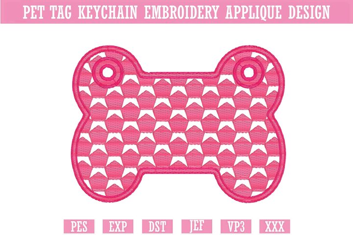 Pet Tag Keychain Embroidery Designs 2