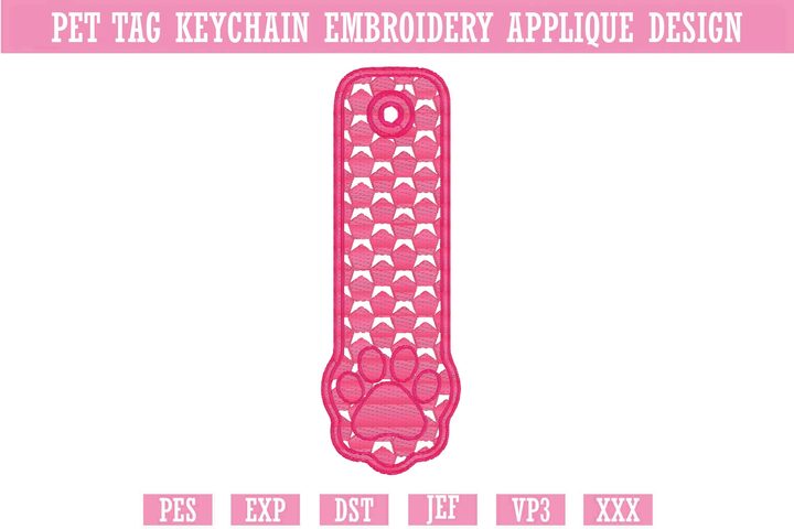 Pet Tag Keychain Embroidery Designs 4