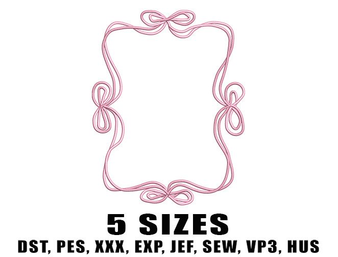 Pink Loop Bow Frame Embroidery Design