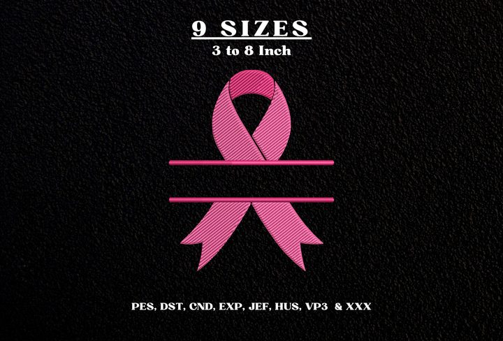 Pink Ribbon Split Monogram Embroidery