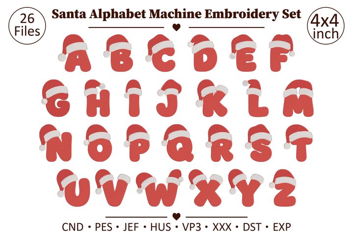 Santa Alphabet Machine Embroidery