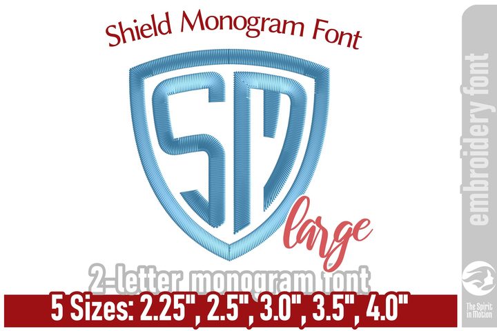 Shield Monogram Embroidery Font - Large