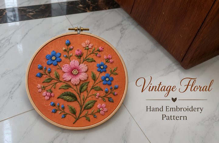 Vintage Floral Hand Embroidery Pattern