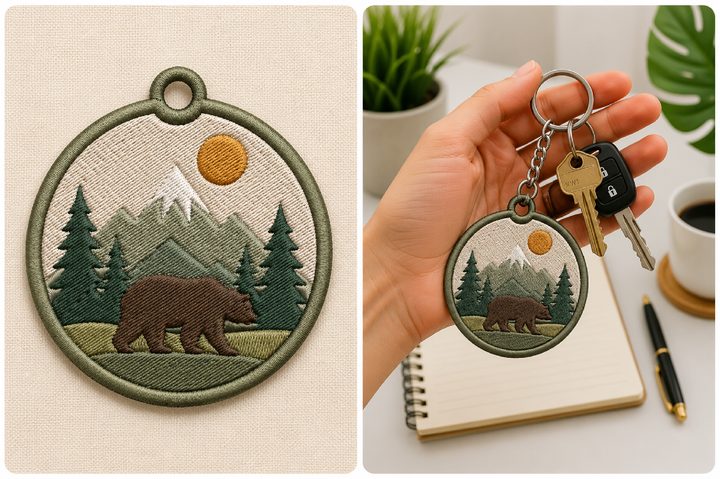 Woodland Bear Keychain Embroidery