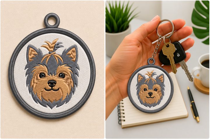 Yorkshire Terrier Keychain Embroidery